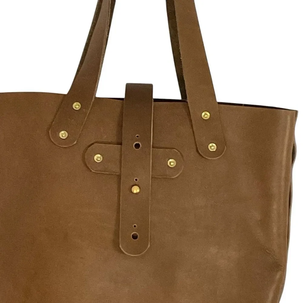 Handcrafted Chocolate Brown Leather Shoulder Tote Bag